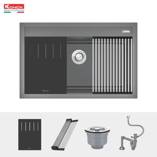 Chậu rửa bát đá Konox Terra 790S Grey 1 hố